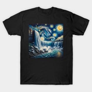 Niagara Falls Starry Night - Beautiful Iconic Places T-Shirt